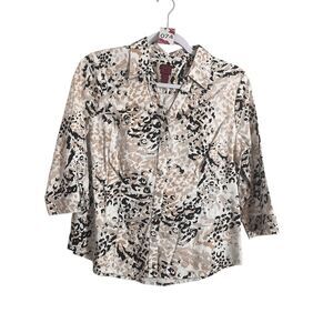 212 Collection Womens Top PM Animal Print Stretch Blouse